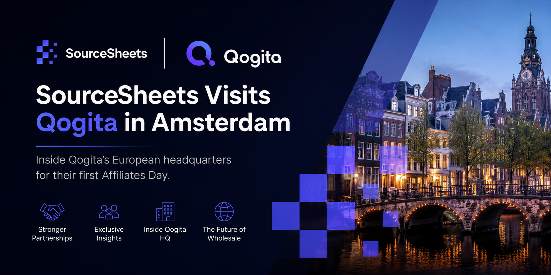 Colourful sleek text with icons and Amsterdam